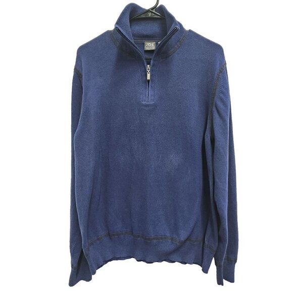 JOE Joseph Abboud Mens Pullover Sweater Large Blue 1/4 Zip Cotton Long Sleeve - Picture 1 of 8